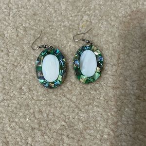 Faux abalone and mother of pearl earrings